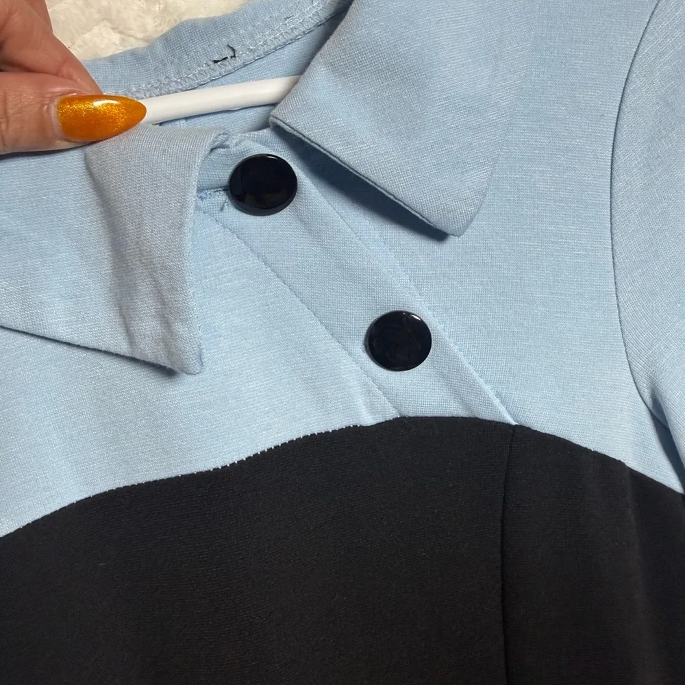Retro beautiful sky blue half Sleeve Dress. Size S/M - Picture 6 of 11